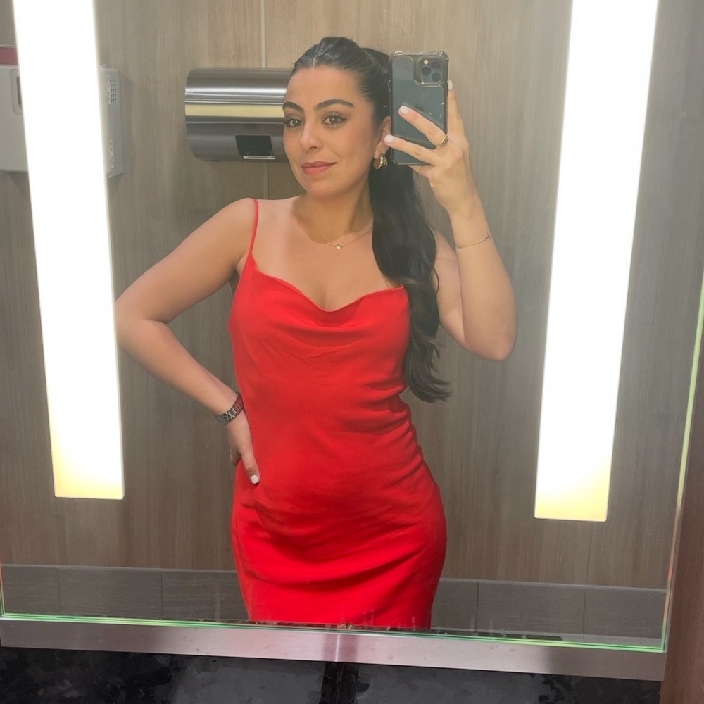 Zara Silky Vibrant Red Maxi Dress